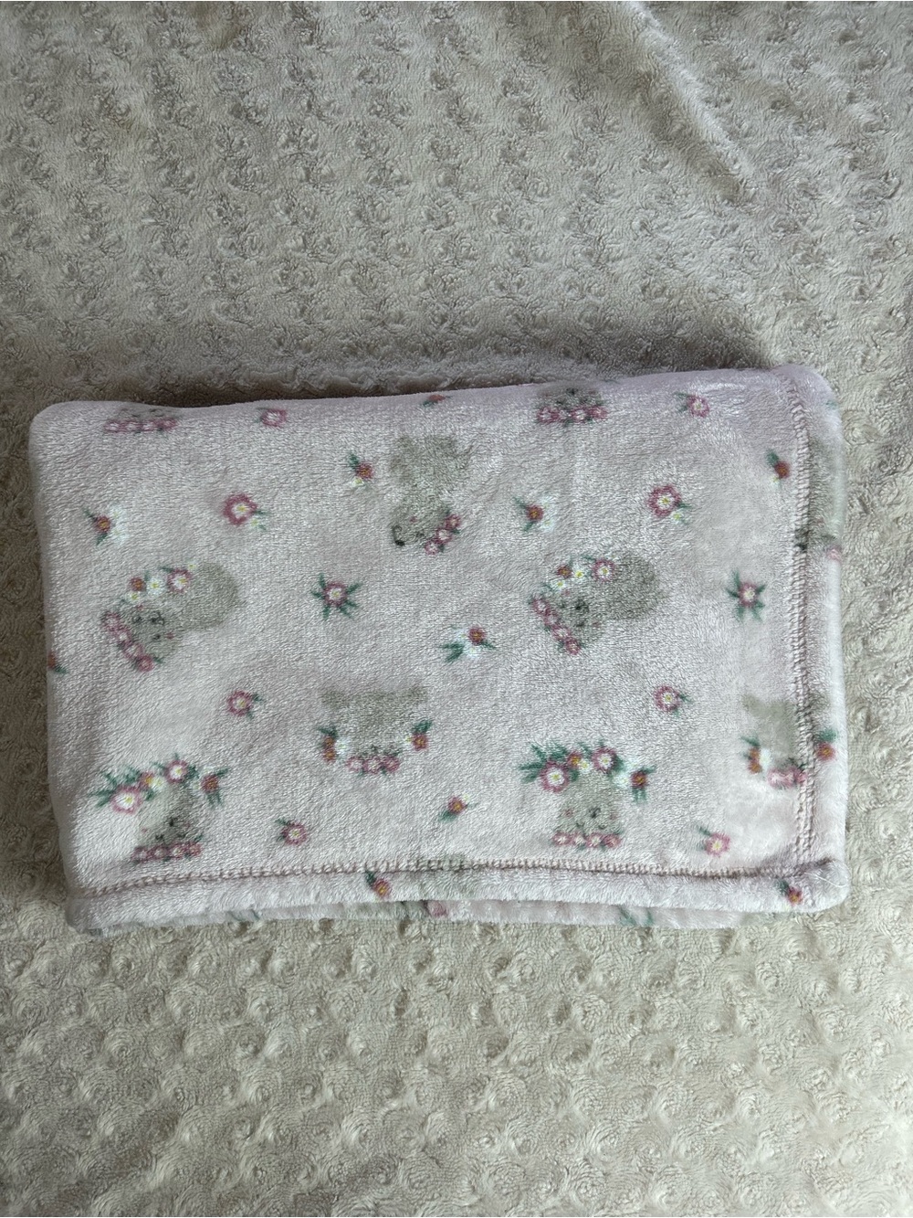 Adirondack Baby Flower Crown Teddy Bear Blanket Pink White Green Tan Floral